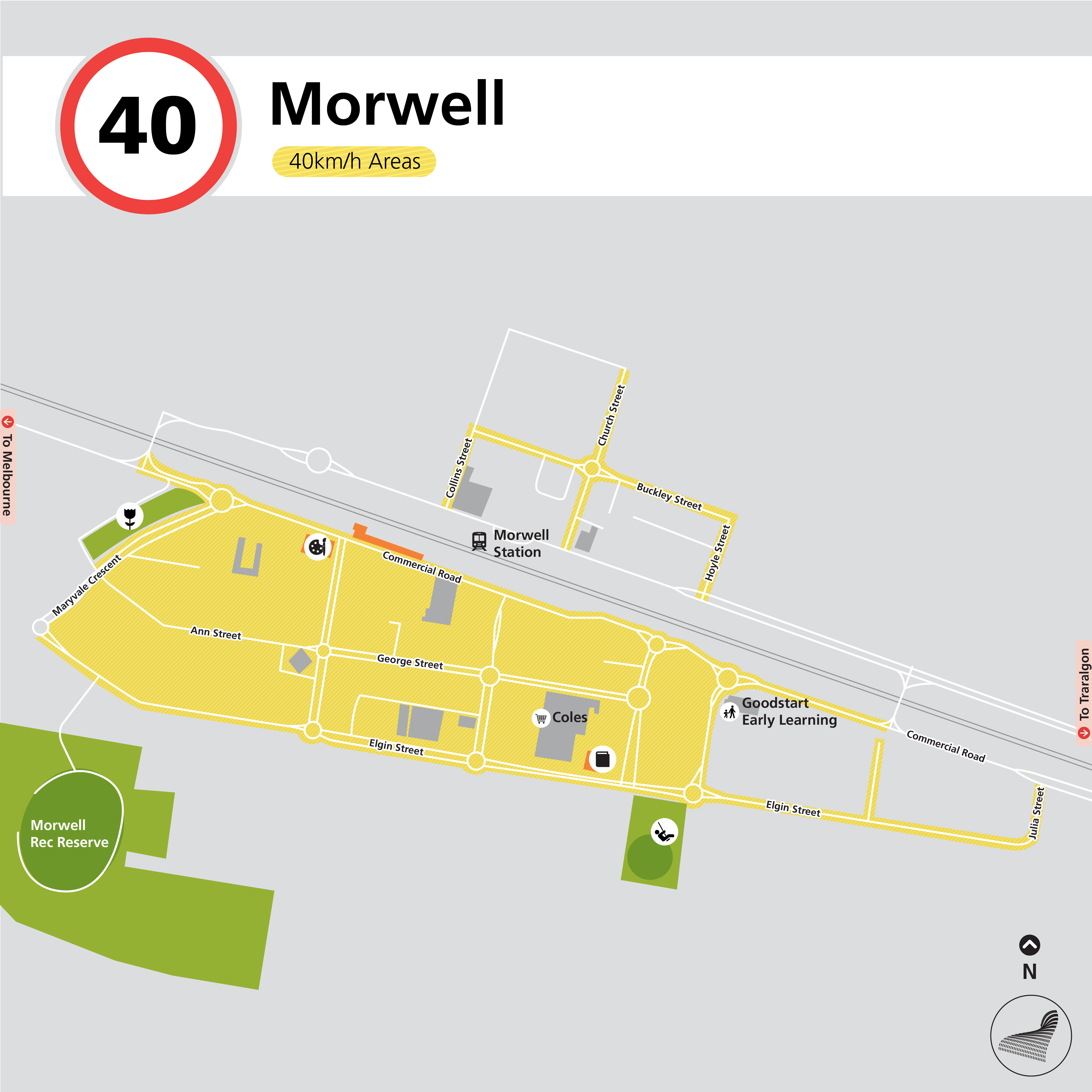 Morwell 40km sign