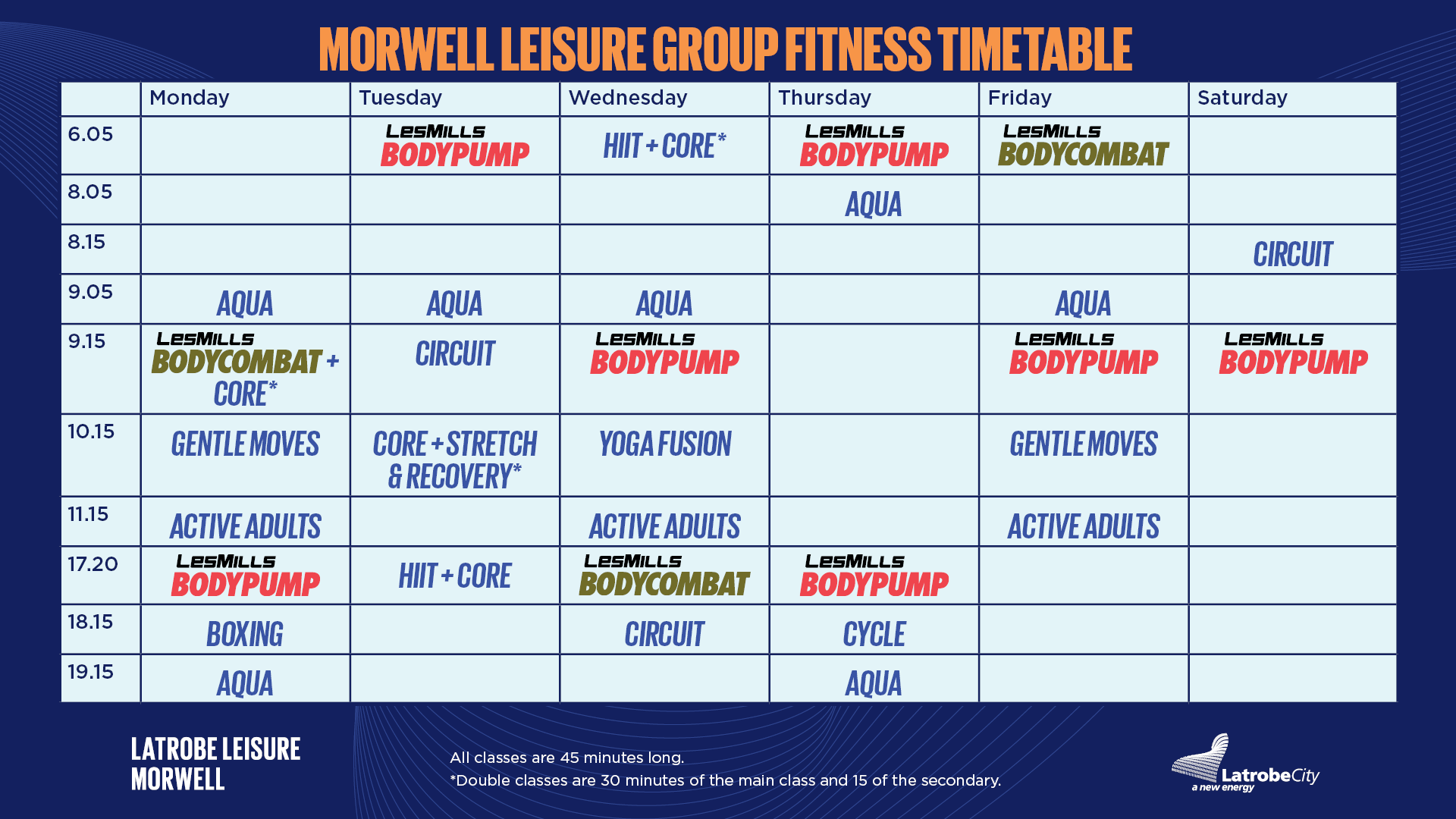 Group Fitness Timetable - Morwell | Latrobe City Council