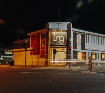 Image of Latrobe Regional Gallery exterior at night