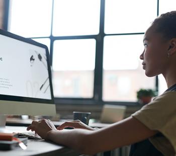 Student at computer